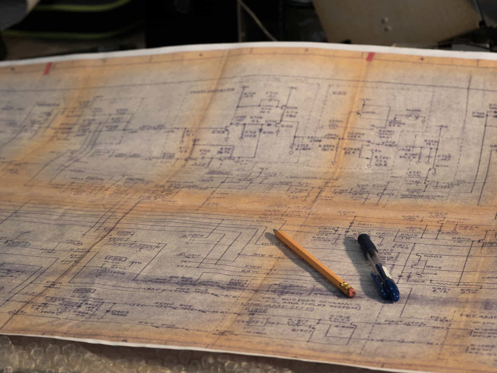 A hand-drawn floor plan on graph paper