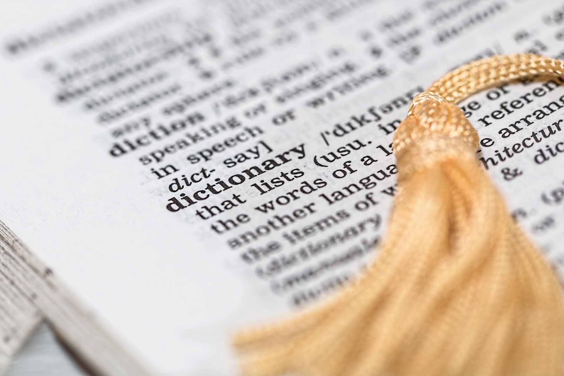 A close-up of a dictionary page